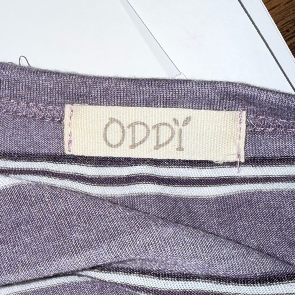 ODDY Purple Stripe Patchwork Leopard Sleeve Boho Tunic Top 1XL - Picture 5 of 8